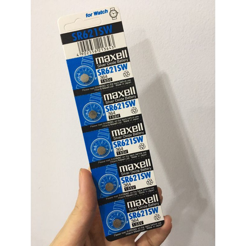 Vỉ 5 Viên Pin Maxell SR621SW AG1 G1 LR621 364 SR621 164 Nhật Bản