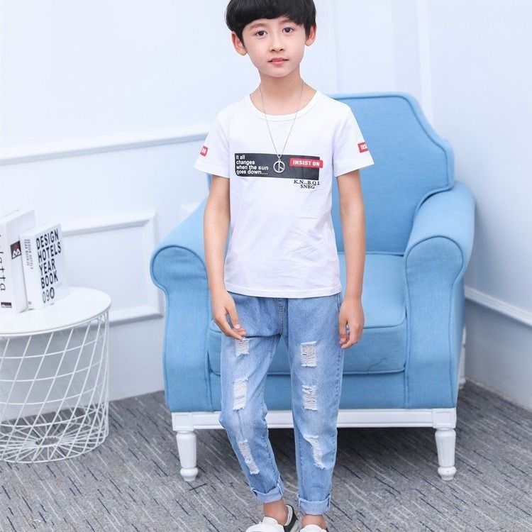 Quần Jeans Thêu Hình Mèo Cho Bé Từ 3-15 Tuổi