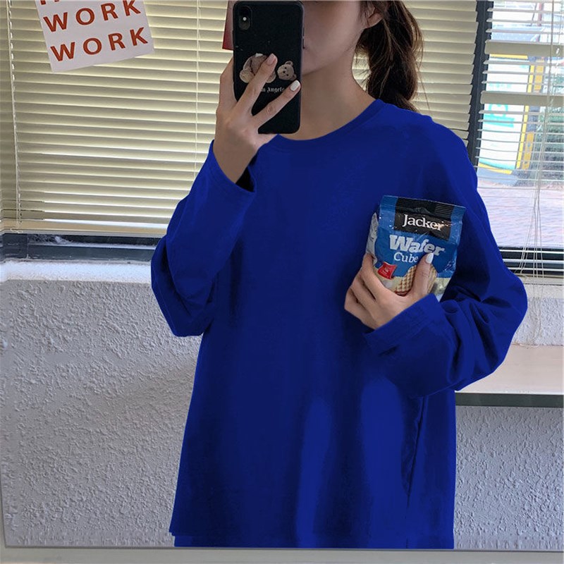 Áo Thun Tay Dài Dáng Rộng Phong Cách Hàn Quốc Dành Cho Nữ