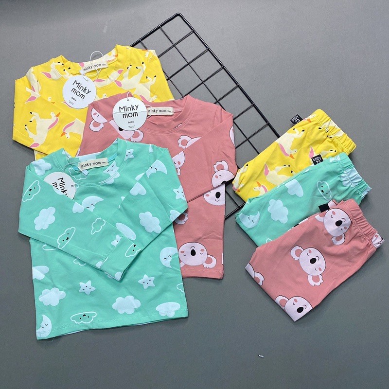 BỘ DÀI TAY MINKYMOM COTTON LẠNH IN HOẠ TIẾT [ baby shark -pony-xe]