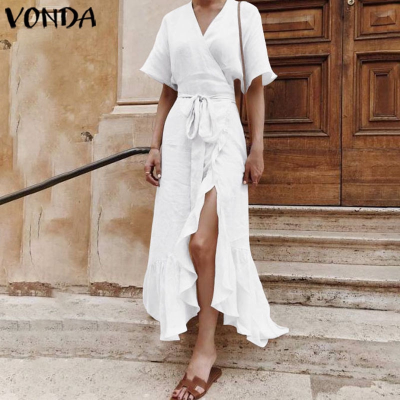 Đầm VONDA Tay Ngắn Phối Bèo Thiết Kế Lệch Tà Sành Điệu | BigBuy360 - bigbuy360.vn