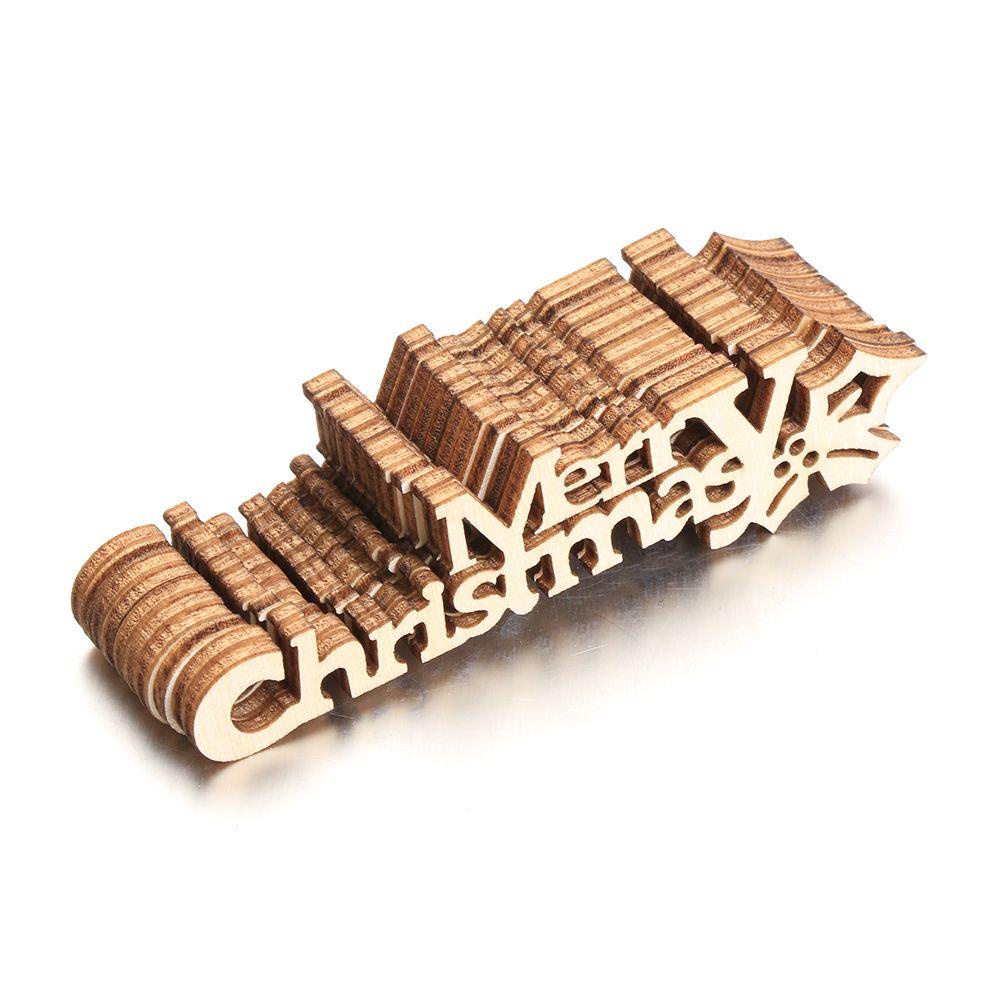 YOLA Set 10 Miếng Gỗ Khắc Chữ Merry Christmas Màu Sắc Tự Nhiên Dùng Để Trang Trí Giáng Sinh
