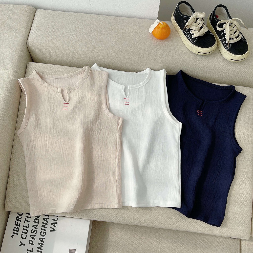 Đồ bộ hè ba lỗ sát nách bé trai bé gái mặc đều xinh chất đũi cao cấp cho bé từ 6-24kg - SUMO KIDS