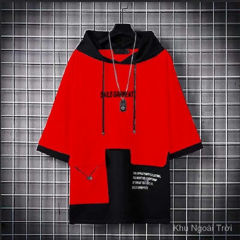 Áo thun unisex hoodie tay ngắn dáng rộng phong cách Hàn Quốc thời trang mùa hè 2022 cho nam và nữ