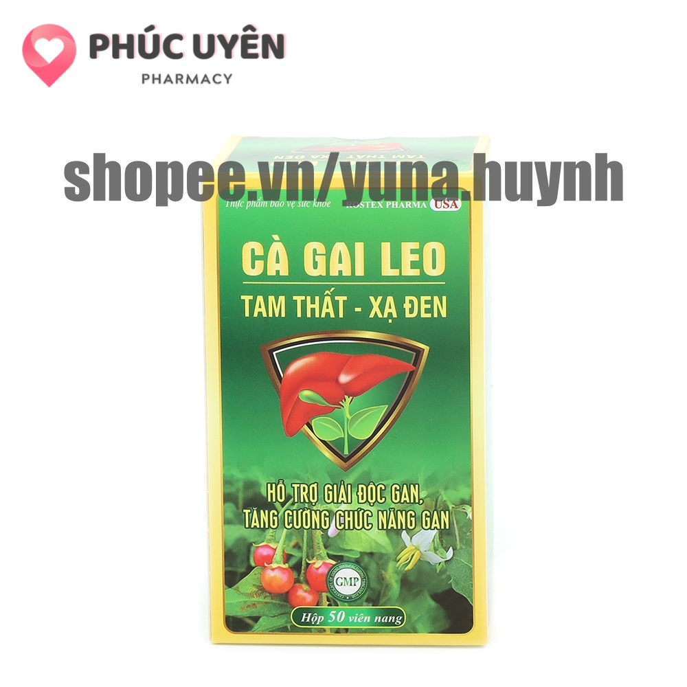 Viên uống CÀ GAI LEO TAM THẤT XẠ ĐEN hỗ trợ giải độc gan, thanh nhiệt, mát gan – Chai 50 viên