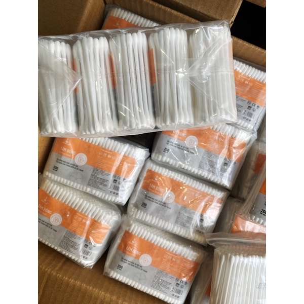 Tăm Bông Người Lớn Cotton Buds 200 que/ Gói Zíp - Bông Bạch Tuyết