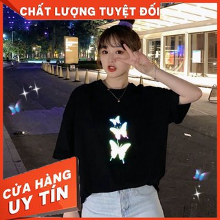 [HOT] Áo thun Phản Quang 7 Màu Tay Lỡ Unisex Nam Nữ Bướm 1 [HOT]