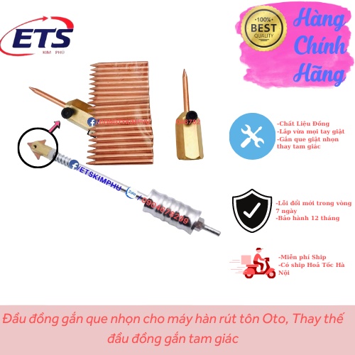 Đầu đồng gắn que nhọn cho máy hàn rút tôn Oto, Thay thế đầu đồng gắn tam giác