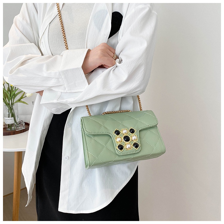 Túi xách IELGY phối dây xích họa tiết sọc thoi thiết kế đơn giản cho nữ