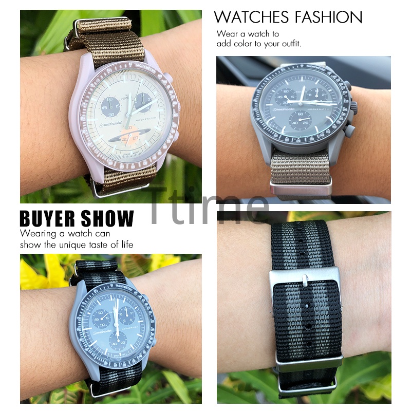 Dây Đeo Đồng Hồ 20mm 22mm Chất Lượng Cao Cho Omega Swatch Seamaster 300 Speedmaster 007 James Bond Seiko