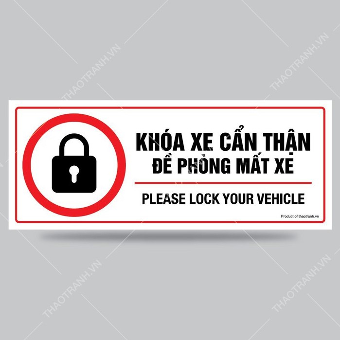 Biển Báo Khóa Xe Cẩn Thận-Decal Dán Tường,Dán Kính Dễ Dàng -Sticker Trang Trí