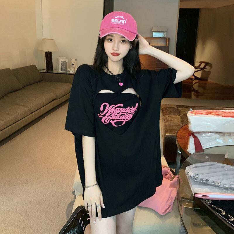 Set Áo Thun Tay Ngắn Khoét Hình Trái Tim Và Áo Sát Nách Thời Trang Trẻ