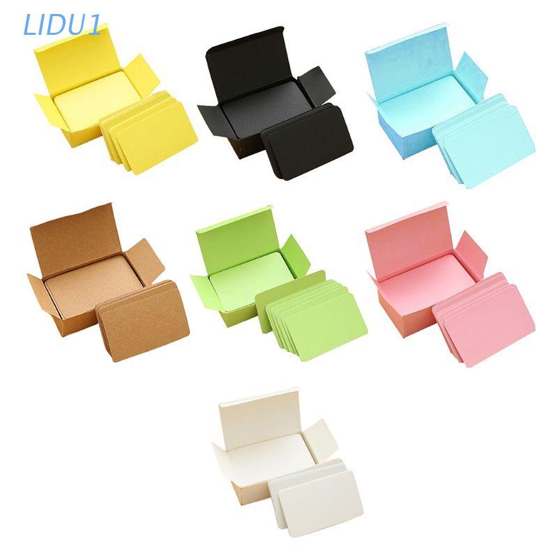 Bộ 100 thẻ bề mặt trơn ghi lời chúc quà tặng giáng sinh/lễ tình nhân màu trắng/hồng bằng giấy cứng kèm hộp giấy kraft
