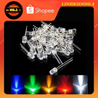 Đèn led 5mm siêu sáng xanh lá/ xanh dương/ đỏ/ trắng/ vàng/ hồng trang trí decor túi 10c