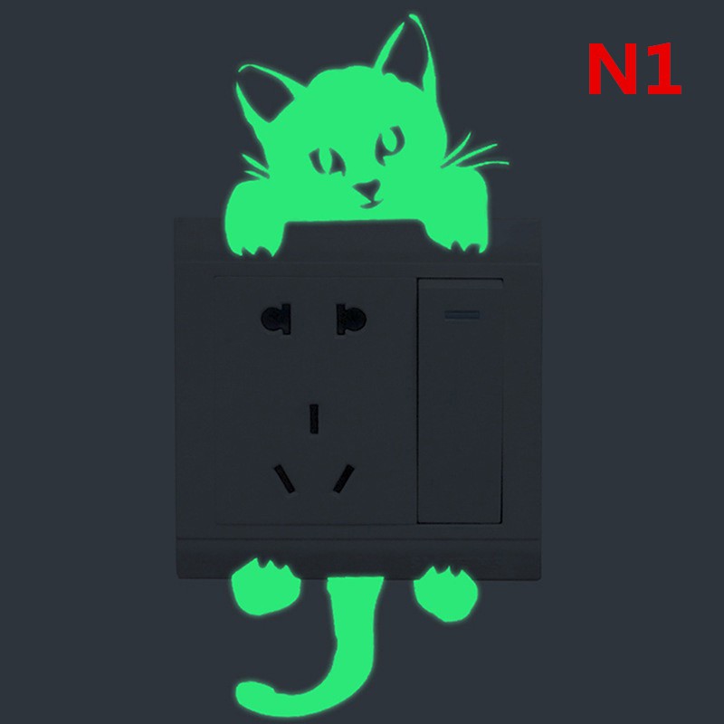 ❀❀ Miếng Dán Tường Hình Mèo Phát Sáng Trong Tối