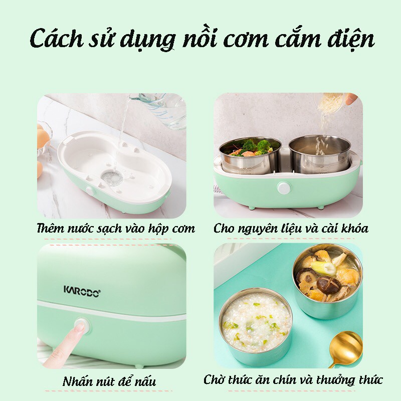 Hộp Cơm Điện Văn Phòng Giữ Nhiệt - Hộp Cơm Văn Phòng Cắm Điện Hơi Nước 4 Lõi Inox - BH 6 Tháng