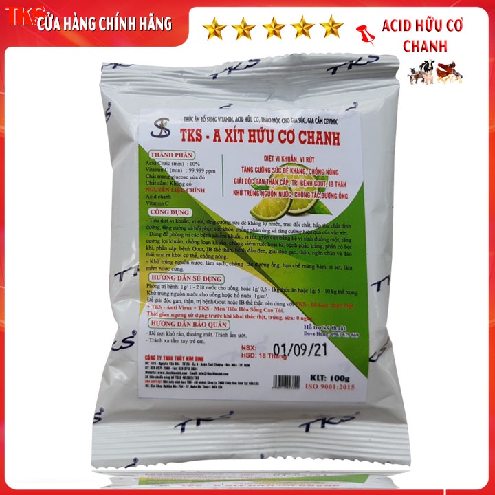 TKS - AXIT HỮU CƠ Chanh: Chóng Nóng, Giảm Tress,Tăng Đề Kháng Cho Vật Nuôi - Gói 1kg