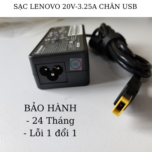 Sạc Laptop Lenovo 20V-3.25A 65W chân Vuông - USB Lenovo T440 g40-70 g50-70 G500 T540 G400 G410 G500 X240 X250 X260