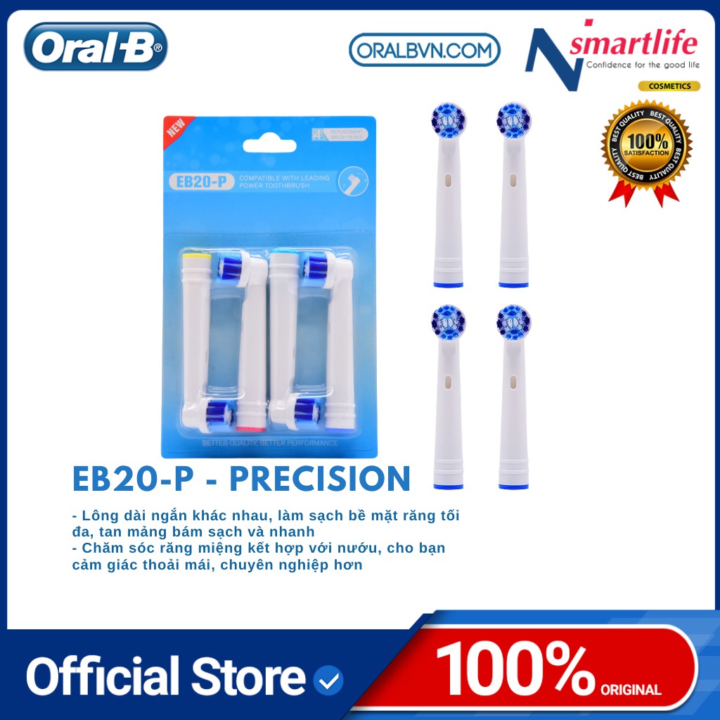 Đầu bàn chải điện thay thế EB20-P- PRECISION đánh tan mảng bám sản xuất theo tiêu chuẩn của Oral B