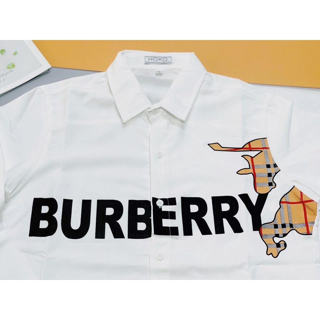Áo sơ mi dài tay trắng BURBERRY form rộng đẹp lụa mát cổ bẻ che nút hàn quốc MEMOTOP