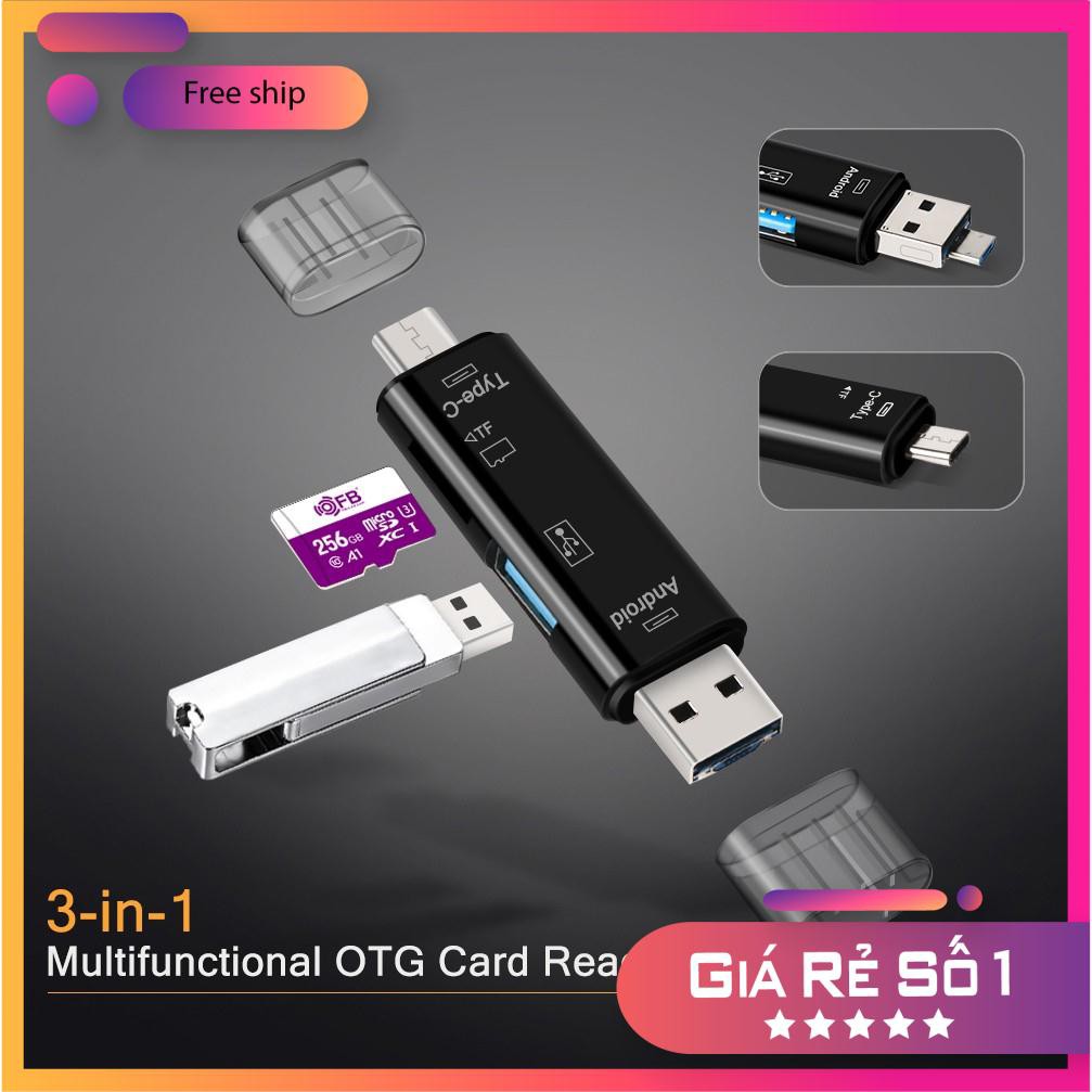 Đầu Đọc Thẻ NHỚ + CỔNG OTG 5in1 ( Type C / Micro USB / TF ) DÙNG ĐƯỢC CHO ĐIỆN THOẠI