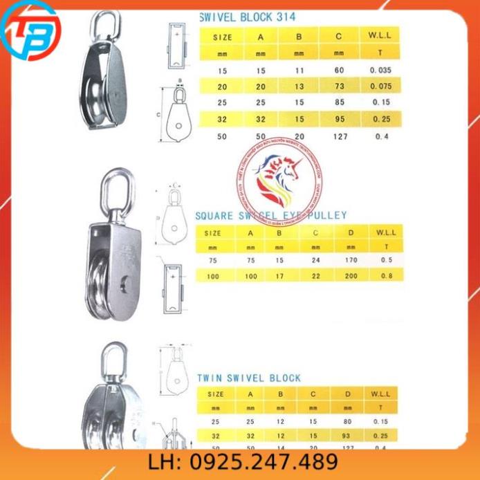 Ròng rọc INOX 304 số 32 CÁP THÉP SÀI GÒN