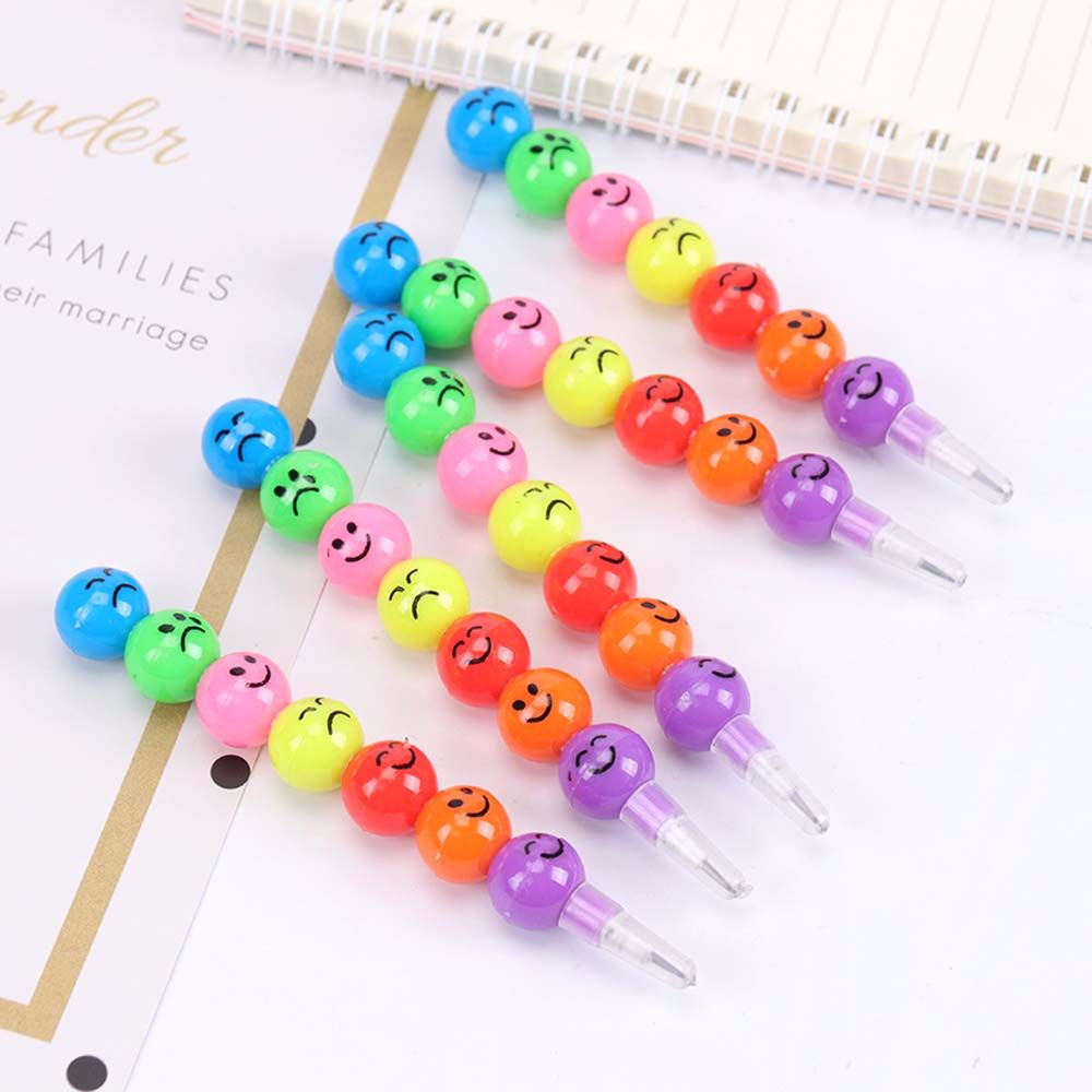 Bộ Bút Chì 7 Màu Hb Hình Mặt Cười Dễ Thương