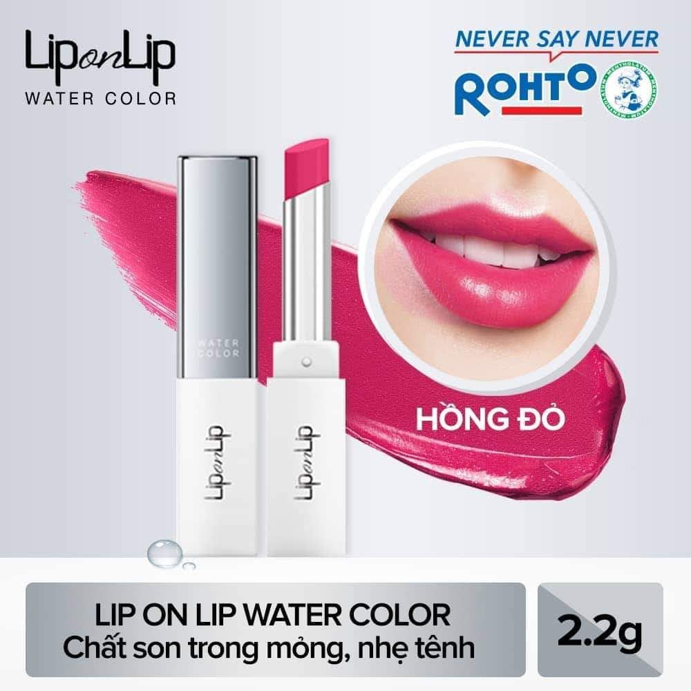 Son trang điểm dưỡng ẩm tối ưu Lip on Lip Water Color 2.2g (Hồng Đỏ) - Tặng 1 son mẫu cam đào 0.5g