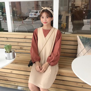 váy ulzzang đầm dài liền tay dáng rộng