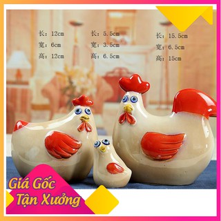 Decor Tượng Gia Đình Gà Để Bàn, Tượng Trang Trí.
