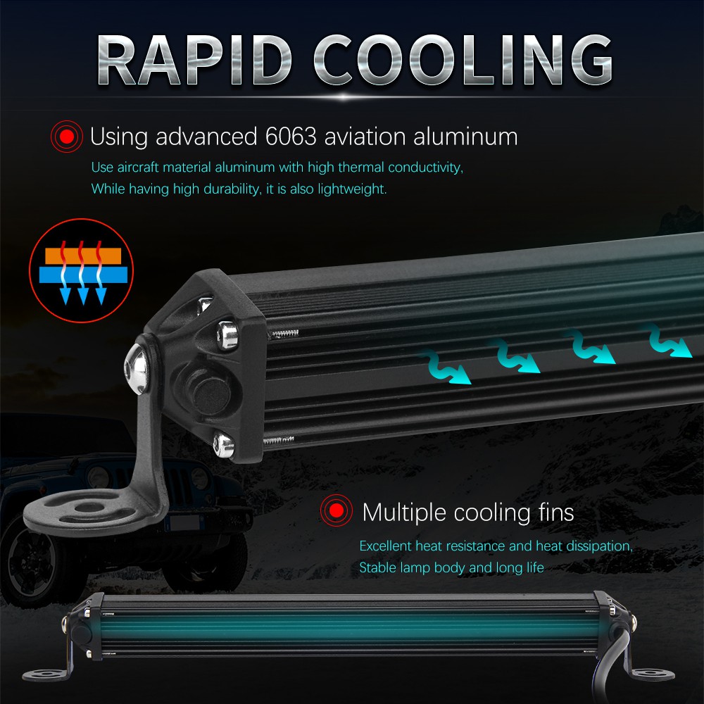 UNI-SHINE 7 inch 10 inch 20 inch hàng đơn Thanh ánh sáng LED mỏng 3000K Điểm lũ lụt màu vàng Thanh ánh sáng xe tải offroad cho ô tô ATV UTV Fog