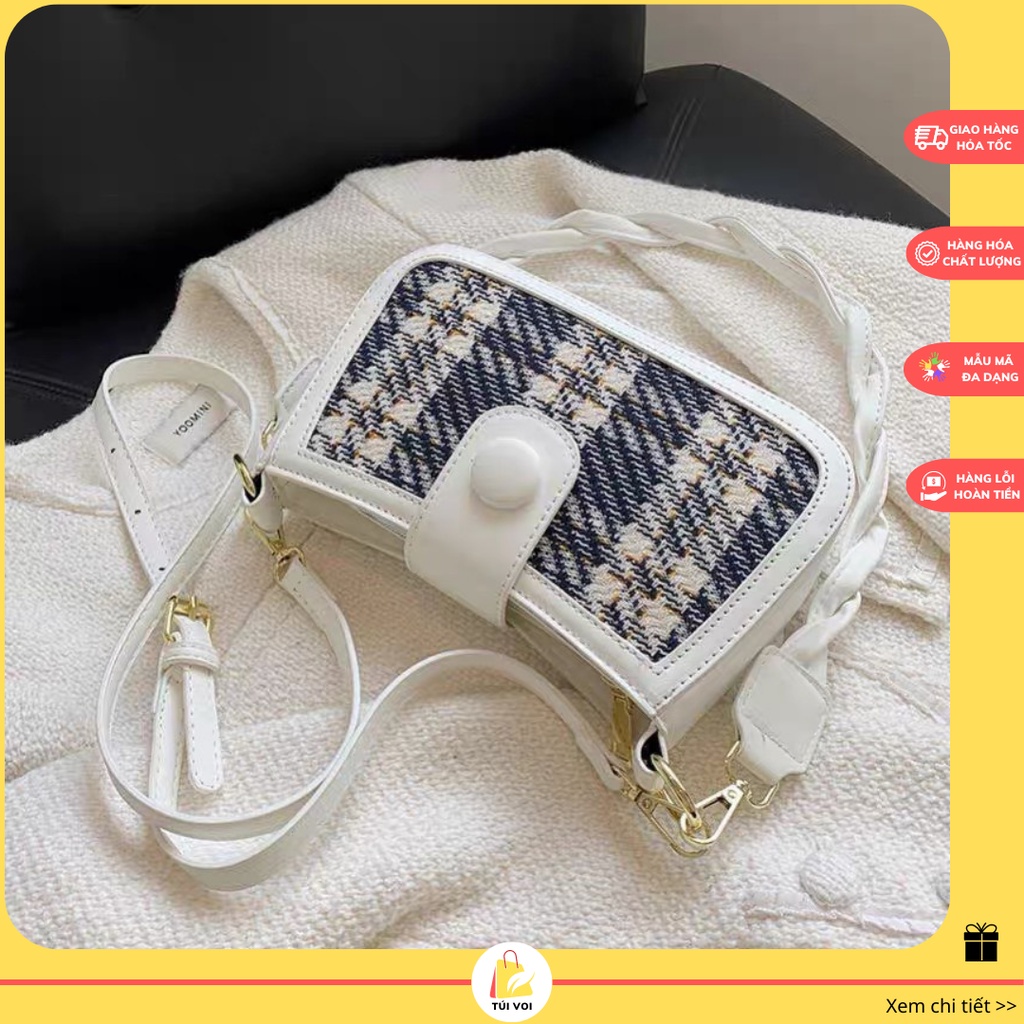 Túi xách nữ đeo chéo đeo vai loại đẹp da Pu phối dạ phong cách Hàn Quốc trẻ trung CV29