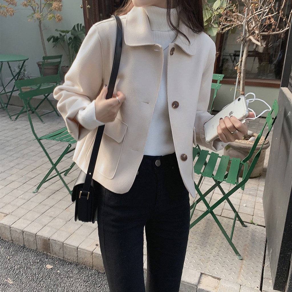 Áo khoác lửng tay dài một hàng nút 39069 cho nữ