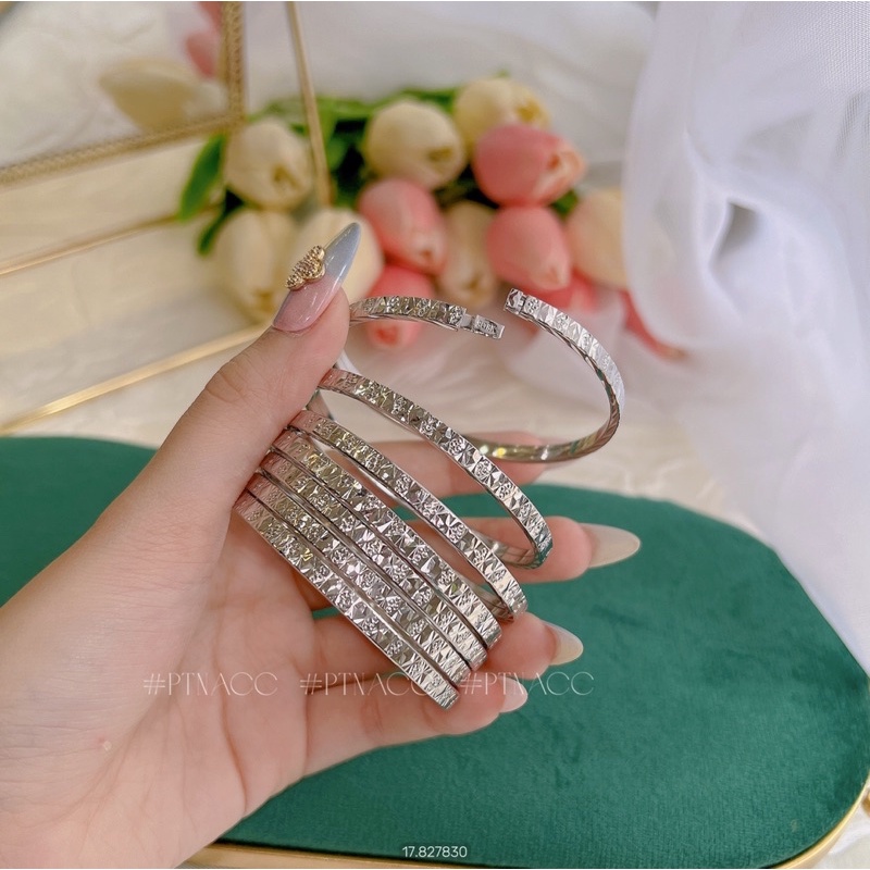 Vòng tay, bộ vòng ximen 7 chiếc chạm máy 4D khoá mở rời từng chiếc khắc K18 .PTNACC.