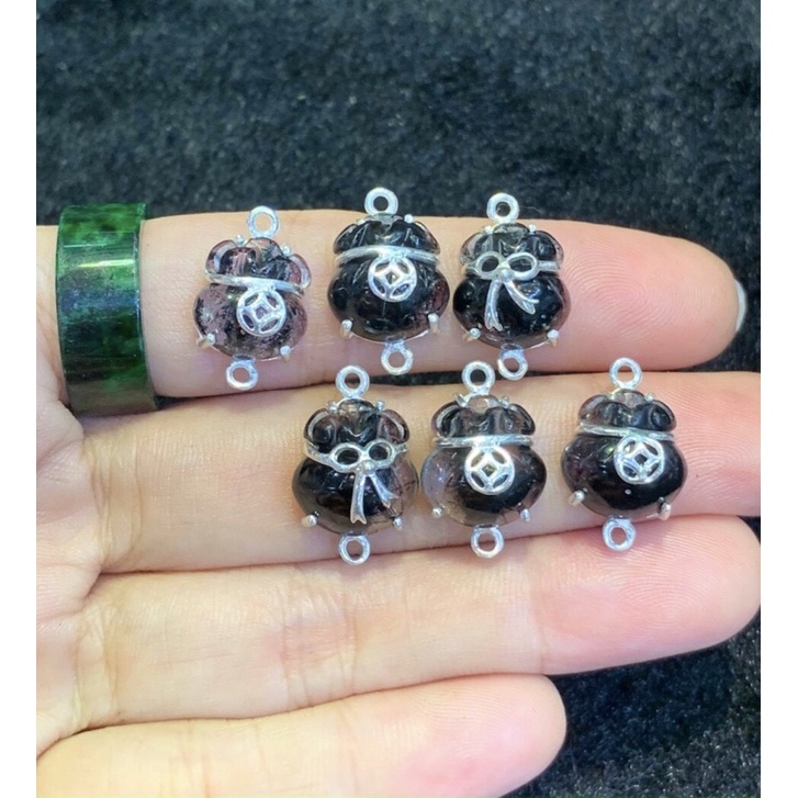 Charm mix vòng túi tiên các loại đá phong thủy đã bọc bạc