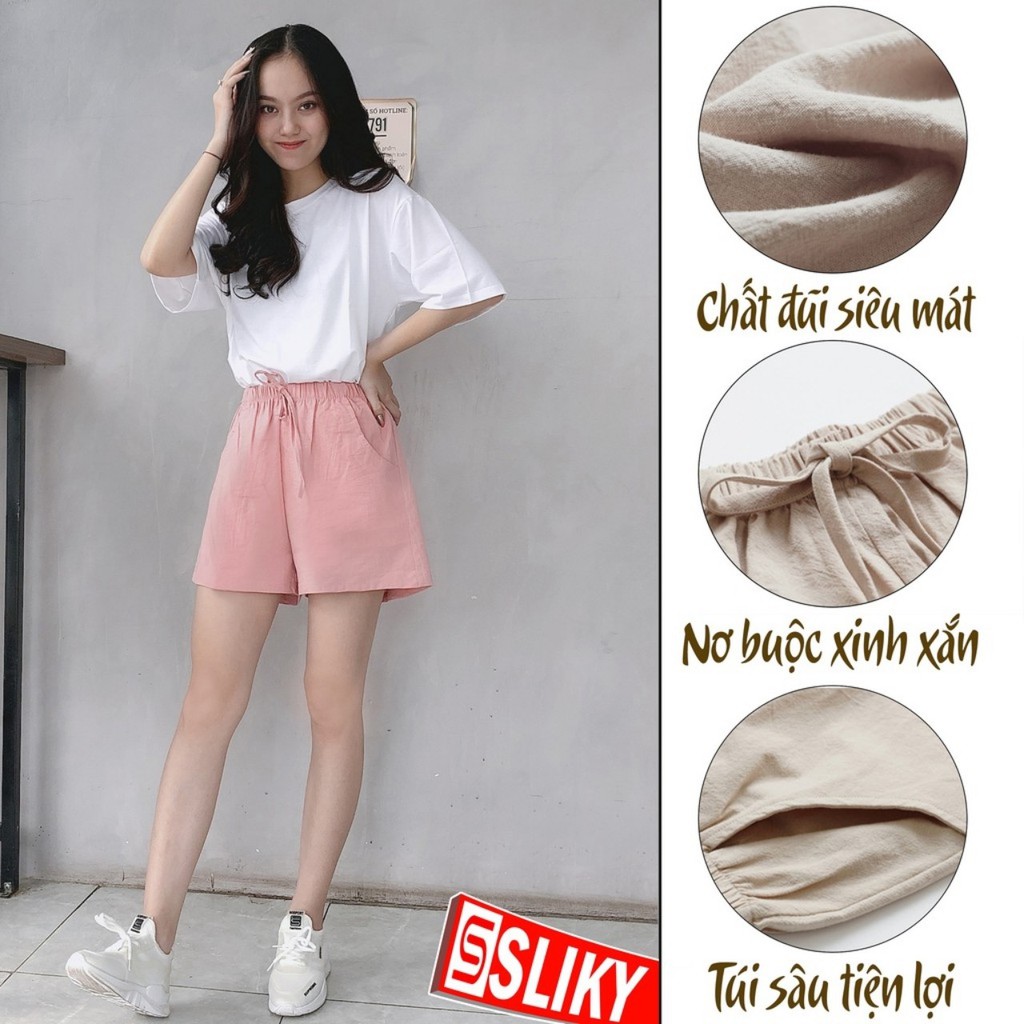 [Mã WASTUP5 giảm 10% tối đa 20K đơn 99K] Quần shorts nữ đẹp ống rộng cạp chun chất đũi - OTUTA | BigBuy360 - bigbuy360.vn