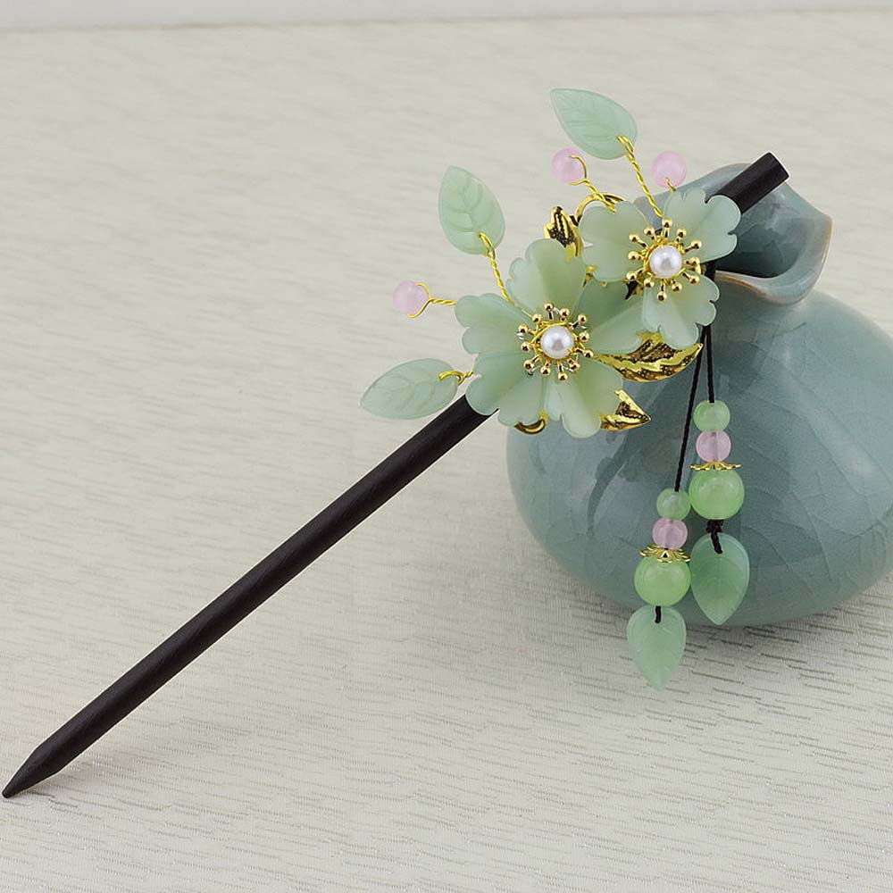 Trâm Cài Tóc Hình Bông Hoa Phối Tua Rua Cổ Điển Thời Trang