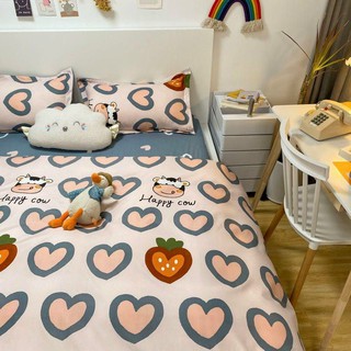 Bộ Chăn Ga Gối Tim Nhạt Cotton Poly