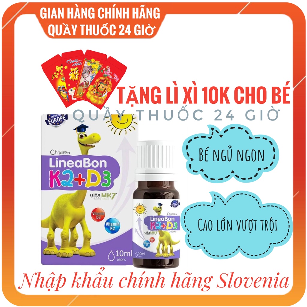 LineaBon K2 D3 Nhập Khẩu CHÍNH HÃNG phát triển chiều cao lọ 10ml