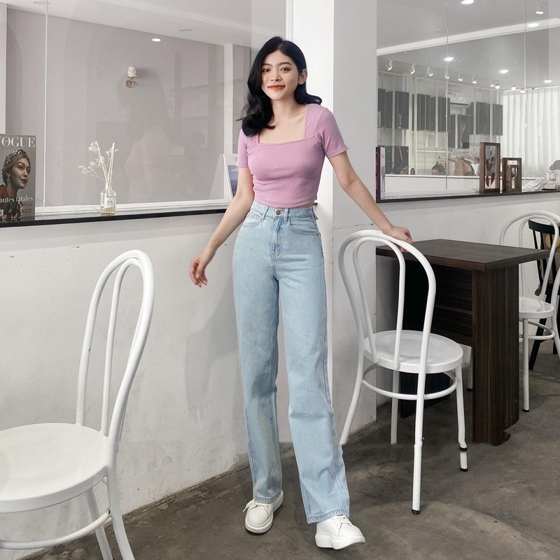 Quần Jeans Suông Culottes Dáng Dài Xuất Chuẩn