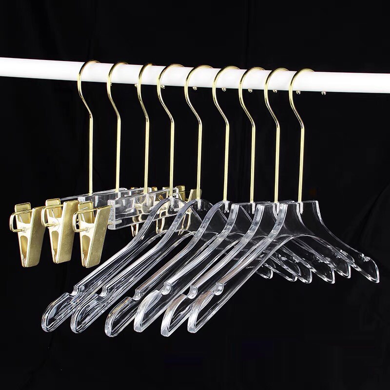 móc treo quần áo- mắc meka trong suốt đầu móc mạ vàng, chuyên dùng cho shop thời trang chụp ảnh, livestream