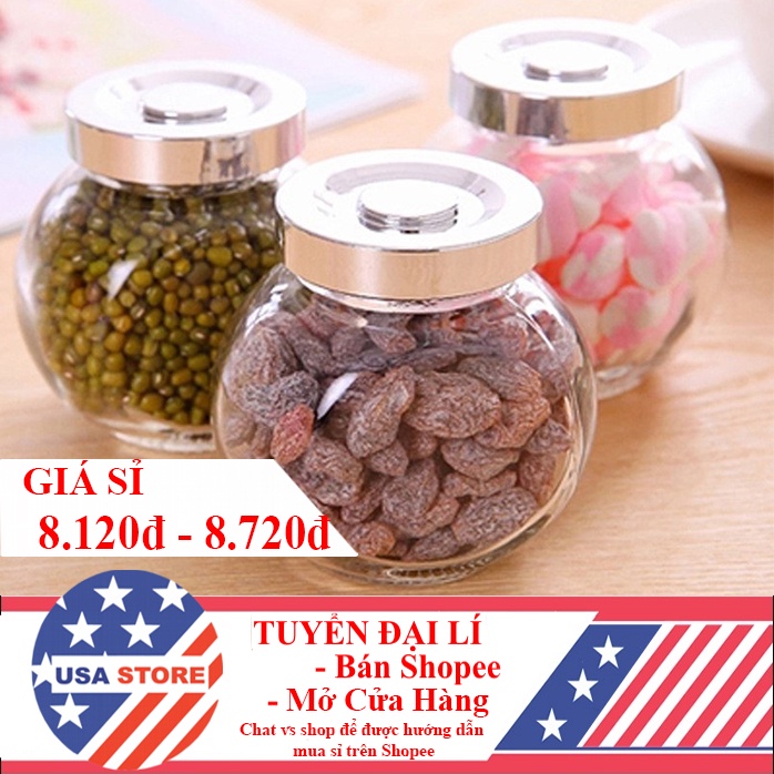 Hũ Thủy Tinh 110ml Đựng Gia Vị - Tứ Quý - Có Nắp