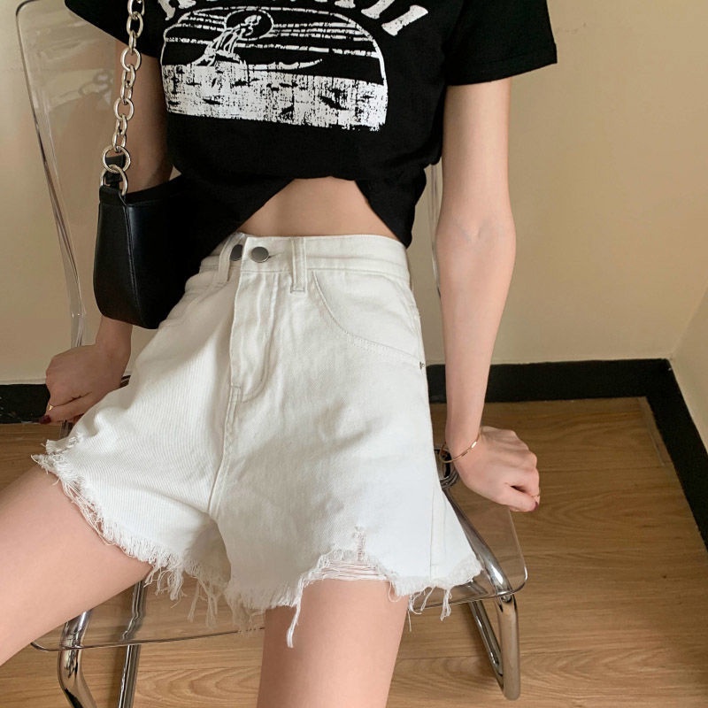 Quần Short Denim Lưng Cao Ống Rộng Thời Trang Mùa Hè Phong Cách Hàn Quốc Cho Nữ