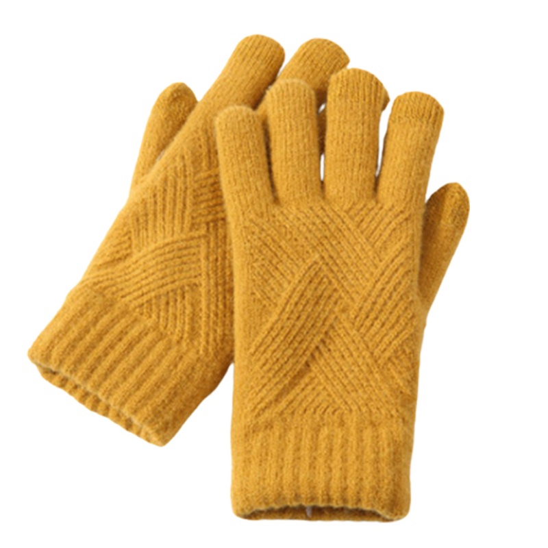 Găng Tay Len Dày Dặn Giữ Ấm Màu Trơn Họa Tiết Argyle Dành Cho Nam