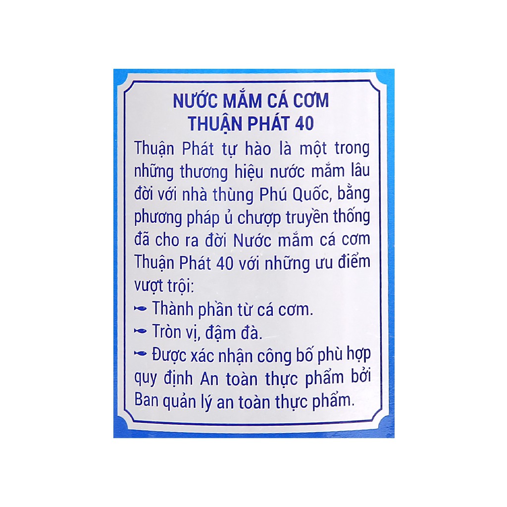 Nước mắm truyền thống cá cơm Thuận Phát 40 độ đạm chai 620ml.