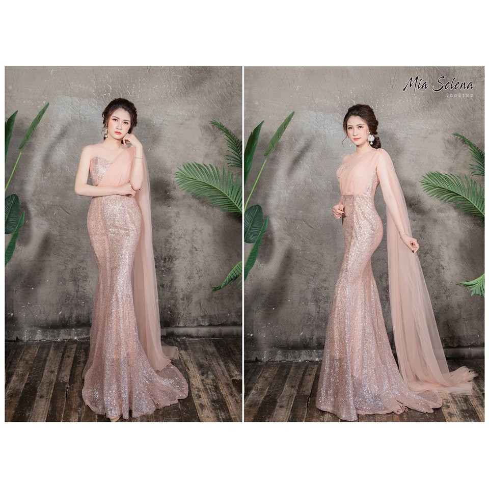 Đầm Mia Selena đuôi cá kim tuyến ôm body cực tôn dáng (Hồng)