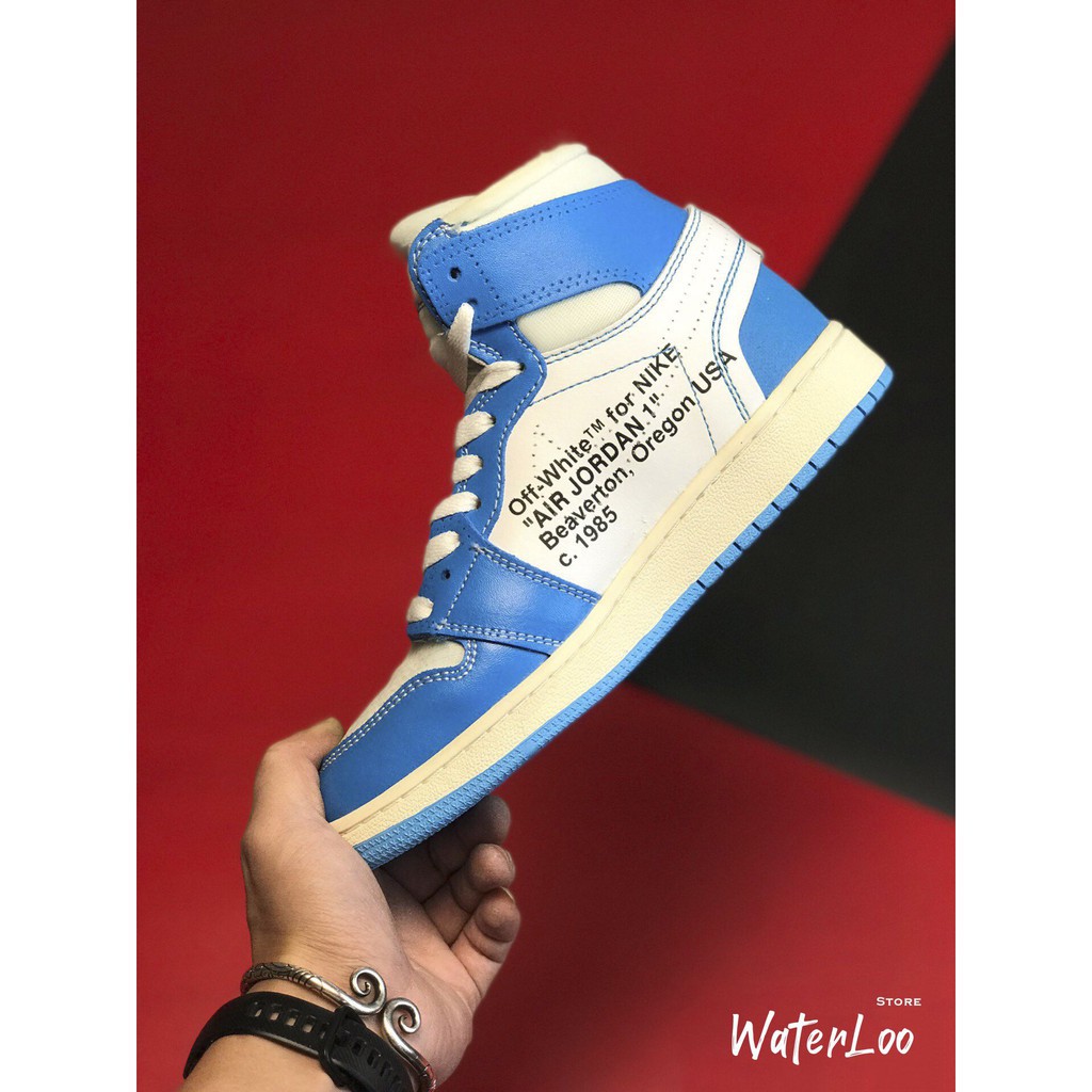 (FREESHIP+HỘP+QUÀ) Giày Thể Thao AIR JORDAN 1 OFF WHITE Retro High University UNC Xanh Trắng Siêu Phong Cách