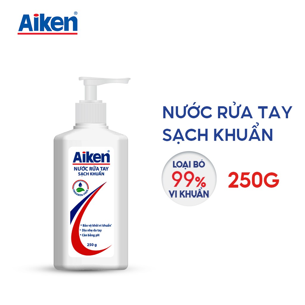 Aiken Nước rửa tay sạch khuẩn 250g - Tặng Gel rửa tay 60ml