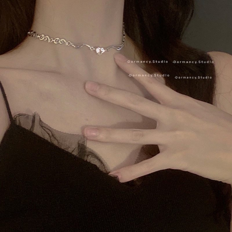 Dây chuyền mặt đôi cánh thiên thần đính kim cương giả thời trang cho nữ