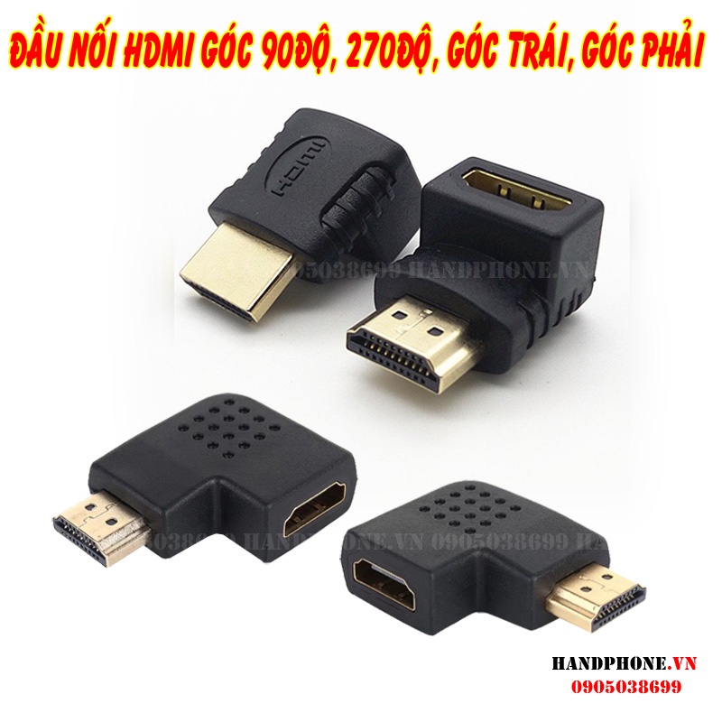 Đầu nối dài cáp HDMI đầu chuyển HDMI vuông góc chữ L (90 độ, 270 độ, góc trái, góc phải) cho máy tính, thiết bị âm thanh